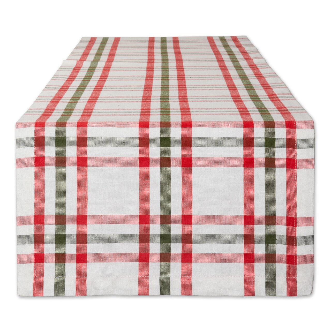 Contemporary Home Living Wide Plaid Cotton Table Runner - 72" - White and Red